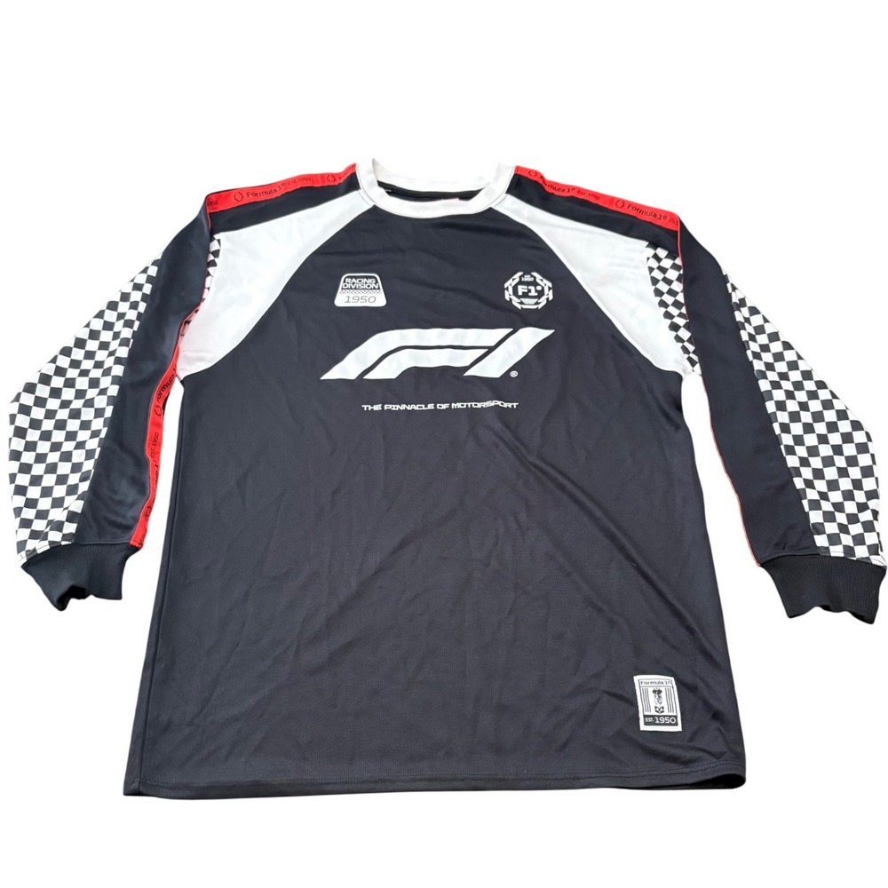 NWT Formula 1 F1 Long Sleeve Shirt Black White Checkered Hybrid Apparel Size S/M